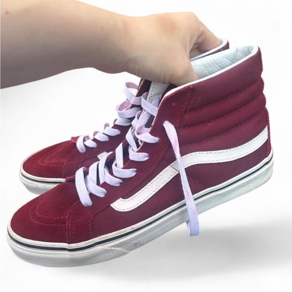 Vans old Skool Maroon High-Top Skate Sneakers with White Stripe